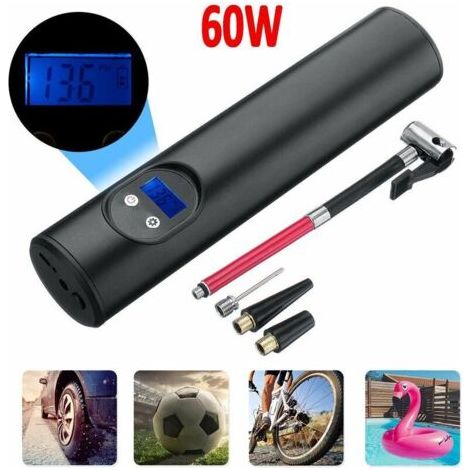 Gonfleur de pneu numérique Pompe automatique de compresseur d'air LCD portable sans fil (gris, noir sans fil) -