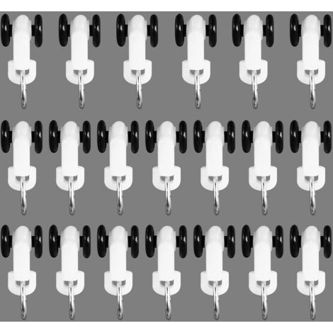 Sollbry Rails de guidage pour rideaux, roulettes silencieuses pour rideaux, poulies robustes, 40 pièces (blanc, noir) (1/4)