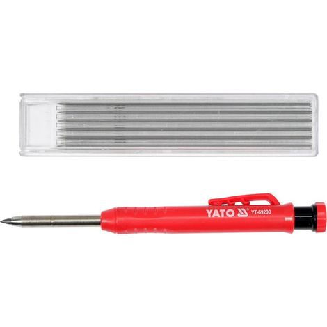YATO YT-69290 - Lápiz de carpintería automático con 6 minas, agujero profundo