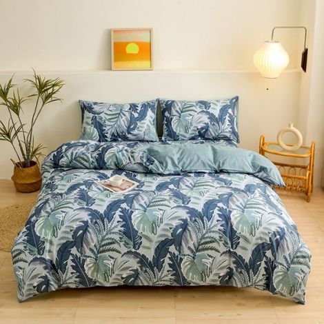 200x200cm - Housse de couette - Jungle tropicale - avec Fermeture Ensemble 3 pièces imprimé - Microfibre - pour Filles Enfants