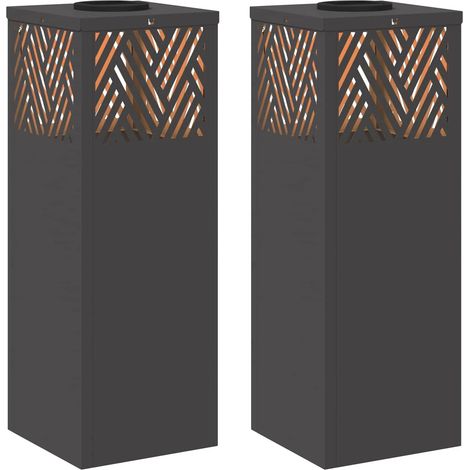 Lot de 2 lampes de chemin LED solaires design moderne jardin 18 x 18 x 50 cm en acier noir (1/5)