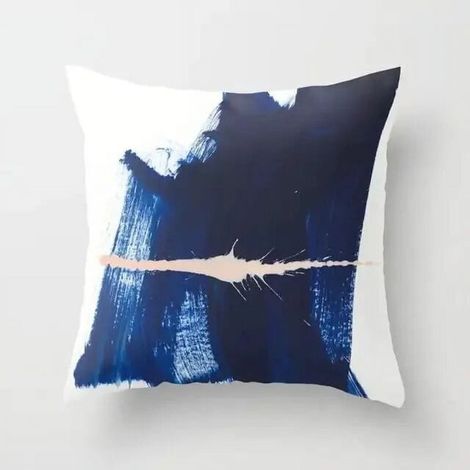 Taie D'oreiller - Coton Linen Mélangé - Motif Aquarelle Abstrait Double Face - Pour Canapé Lit Chaise Bureau Extérieur - 40x40 cm (1/5)