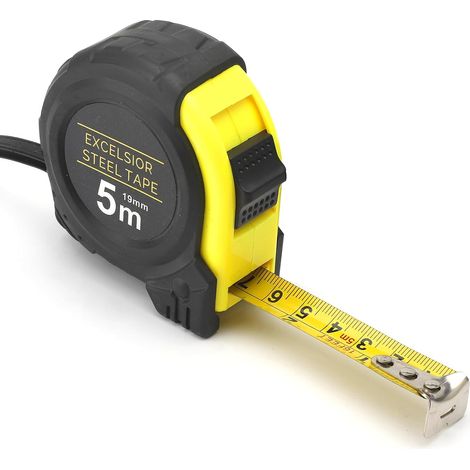 Ruban de mesure 5 m, bande en nylon enduit à haute résistance, mesures impériales et métriques, clip de ceinture en métal, utilisation d'une seule main, mètre ruban pour diverses tâches de mesure dans (1/5)