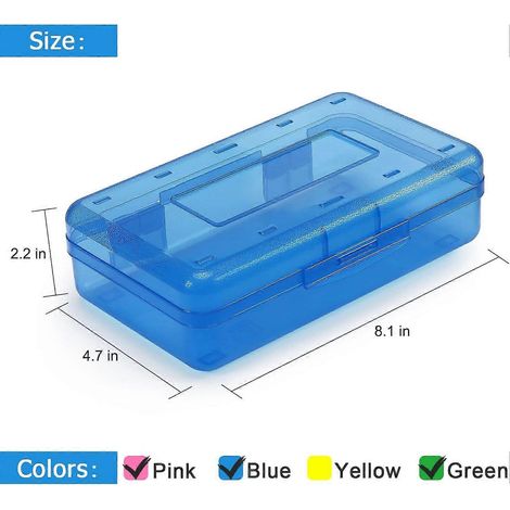 Lot de 3 boîtes à crayons transparentes en plastique, grande capacité de rangement avec couvercle à fermeture hermétique, empilables pour fournitures de bureau (1/4)