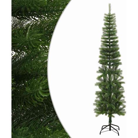 Sapin de Noël Artificiel Mince 240 cm Vert en PE avec Support Acier - 816 Pointes - PANGIVO (1/5)