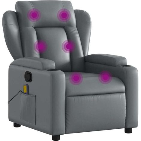 Fauteuil de massage inclinable en similicuir gris (1/5)