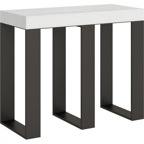 Consolle allungabile 90x40/300 cm Sintesi Bianco Frassino telaio Antracite (1/5)