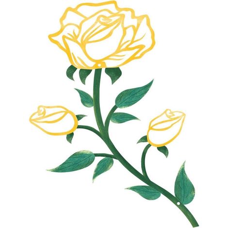 Wanddekoration Metall Rosen 38 cm Badezimmer 1 Stück-Gelb Grün (1/5)