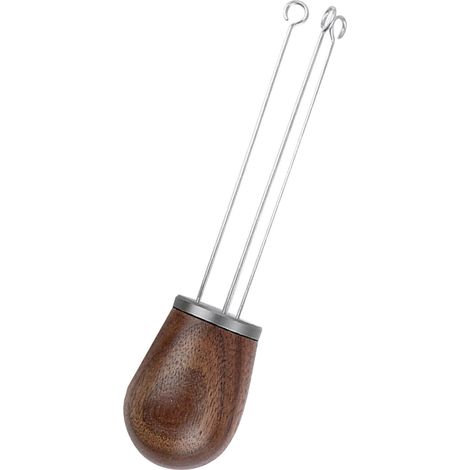 Distributeur à Aiguille pour Café Moulu, Agitateur en Bois avec Poignée (Couvercle Argenté Noyer)
