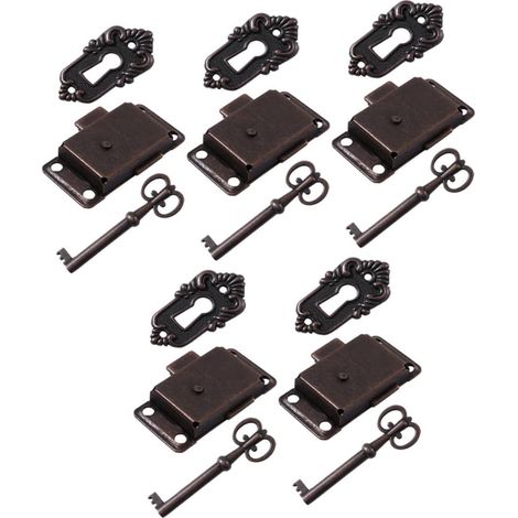 Lot de 5 serrures vintage en fer pour meubles et armoires (1/5)