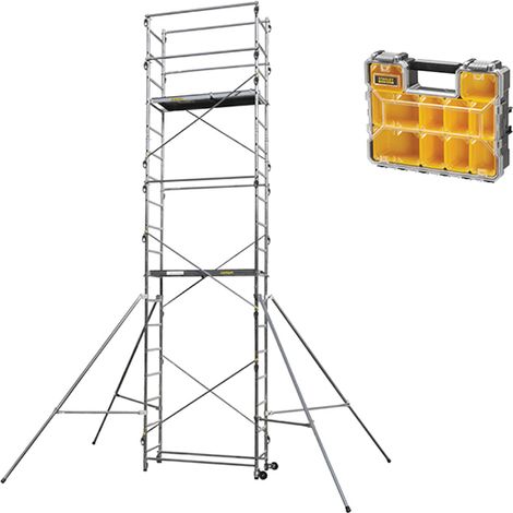 Echafaudage 2 plateaux - Hauteur travail 6.50m + Organisateur 10 compartiments STANLEY - 236705-ORGANISA (1/5)