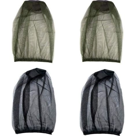 Lot de 4 moustiquaires, protège-cou, filet facial, housse de masque, housse en maille pour insectes et mouches, équipement de pêche en plein air. (1/5)