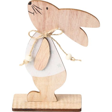 Rabbit - Bois Naturel - Décoration Printemps Pâques - Intérieur Maison Jardin - 1 Pièce (1/5)