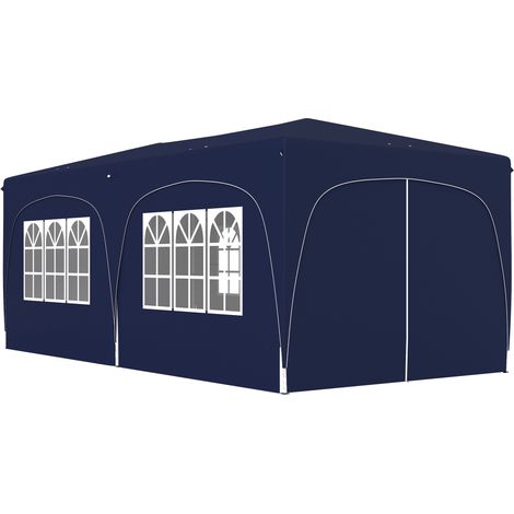 Tonnelle pliante 3 x 6 m avec panneaux latéraux, protection solaire UPF50+, hauteur réglable, sac de transport, bleu foncé (1/5)