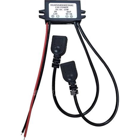 12V auf 5V DC USB Abwärtswandlermodul (12V, 36V, 48V) wandelt 10-55V auf 5V (USB-Buchse) um (3A, 15W DC/DC-Adapter, Kfz-Stromregler) (1/4)