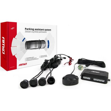 Kit de sensores de aparcamiento traseros con zumbador, 4 sensores, negro, amio-01567 (1/5)