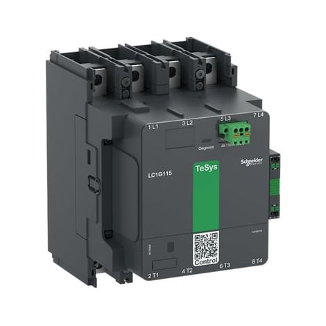 Contacteur TeSys LC1G 225A 440V 4P AC3 Standard 100-250V AC-DC bobine - LC1G2254KUEN
