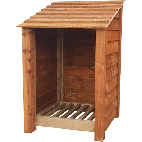 Wooden log store (W-79cm, H-126cm, brown finish)