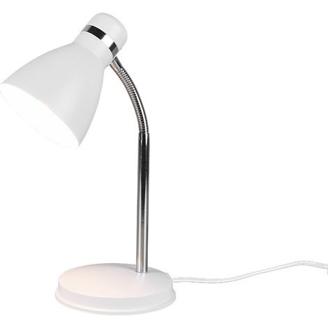 HARVEY LAMPADA DA STUDIO DA TAVOLO METALLO BIANCO E CROMATO FLESSIBILE H. 33CM 1 LUCE ATTACCO E27 (1/3)