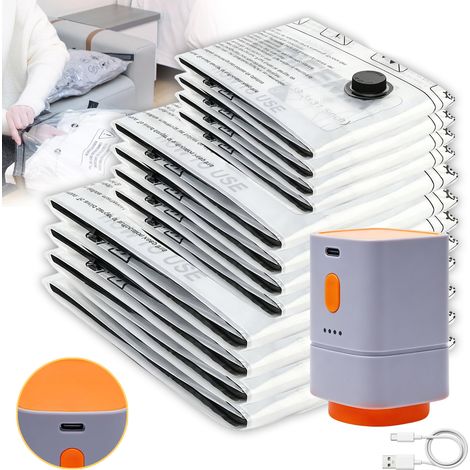 Lot de 12 sacs sous vide avec pompe sans fil (4 x 40 x 60, 4 x 50 x 70, 4 x 60 x 80 cm)