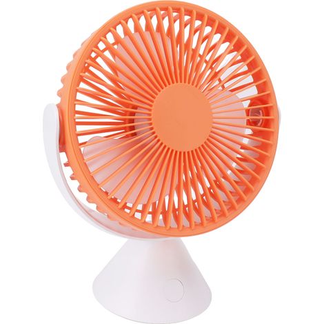 Tischventilator mit 3 Geschwindigkeitsstufen, Aufhängevorrichtung, USB-Anschluss, 360°-Drehung, 1500 mAh, ideal für Camping, Zelte und Decken, Orange (1/5)