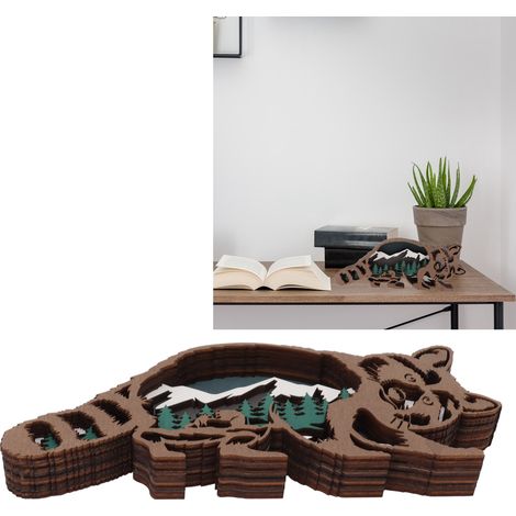 Escultura de animal en 3D hecha de madera – Figura de mapache grabada en madera de boj – Decoración para oficina y hogar, regalo festivo (1/5)