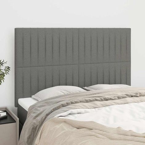 vidaXL Tête de lit Gris foncé 144 x 5 x 118/128 cm Tissu (1/5)