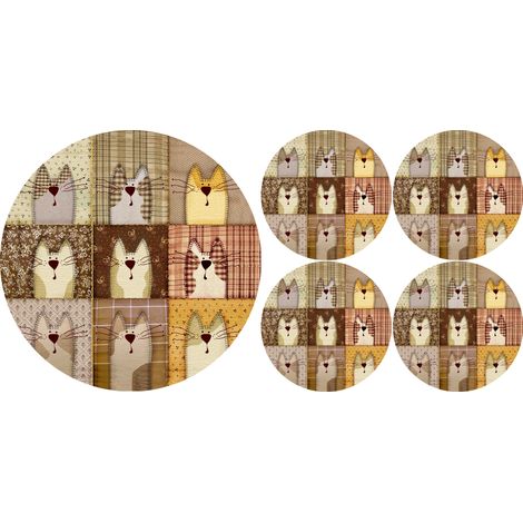 Lot de sets de table ronds 1+4 - Pexeso beige (1/5)