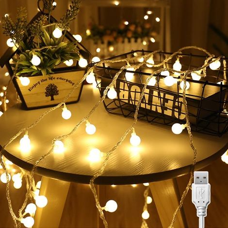 Guirlande Lumineuse Exterieure, 10m 100 LEDs Guirlande lumineuse LED à Pile, Étanche IP65, 8 Modes avec Télécommande Idéale pour le Balcon, Chambres, Noël Décoration (Blanc Chaud)