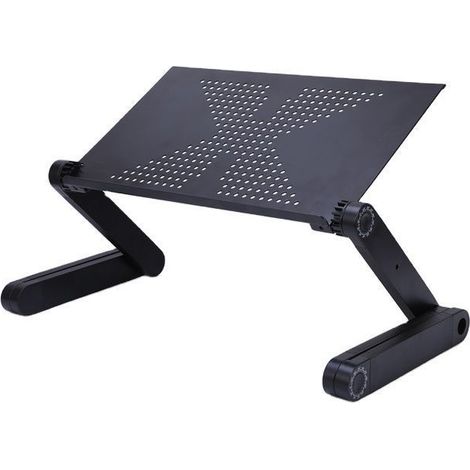 Support portable pour ordinateur portable, hauteur réglable, alliage d'aluminium noir, pour bureau, lit ou canapé (1/5)
