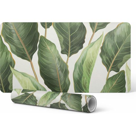 Alfombrilla antideslizante para rat贸n y teclado con dise帽o de hojas tropicales, 90x45 cm.