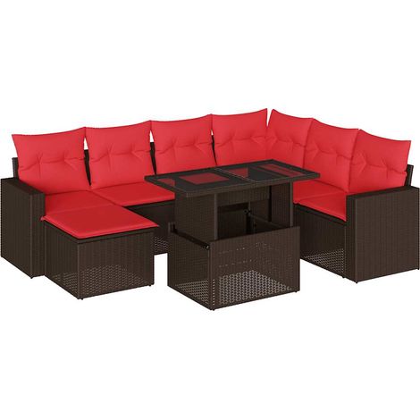 Maison Exclusive - 8-teiliges Gartensofa-Set mit Kissen, braun, P (1/5)