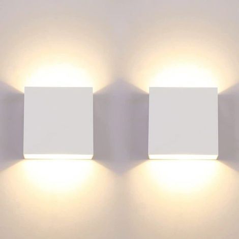 Applique Murale LED - Carrée 10x5x9,7cm - 7W - 3000K (Blanc chaud) - Aluminium Blanc (1/5)