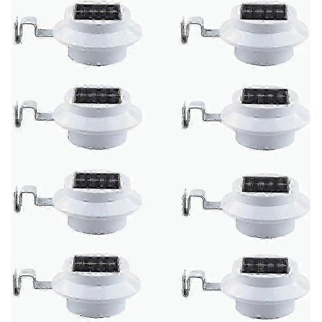 ZY6 26-27 Lot de 8 lampes solaires blanches pour gouttières clôtures balustrades murs extérieurs terrasses et jardins. (1/5)