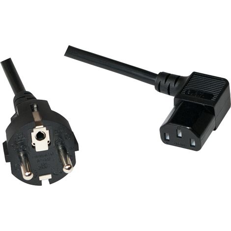 Cavo di alimentazione CEE7/7 a IEC C13 a 90°, 3 m, angolato, nero, per alimentatore PC. (1/5)