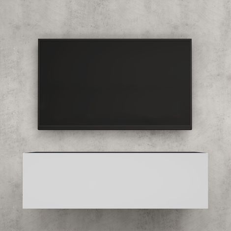 doporro Mobile Porta TV Sospeso 100 cm con Anta Antracite Opaco e Bianco Opaco, Credenza Bassa da Soggiorno Salotto, Madia Consolle Bicolore per TV Fernsehschrank02