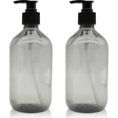 pair Aiperq 2 Pièces Distributeur de Savon 500 ML, Flacons Vides à Pompe à Pression Vide en Plastique, Rechargeable pour huiles essentielles, lotions, shampooing, après-shampoing (Gris) (1/5)