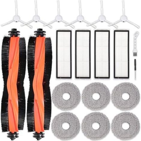 20-teiliges Zubehörset für die Xiaomi Staubsauger X20+ und X10+. Enthält: 2 Hauptbürsten, 4 Filter, 6 Wischpads, 6 Seitenbürsten, 1 Schraubendreher und 1 Reinigungsbürste. (1/5)