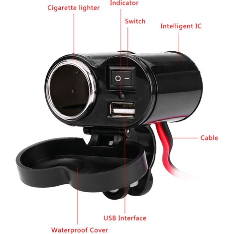 Chargeur de moto multifonctionnel + allume-cigare (avec allume-cigare) (1/5)