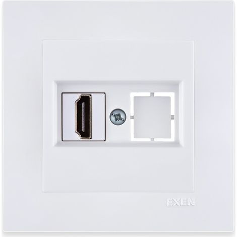Prise HDMI 2.0 60 Hz 2K-4K blanc – ensemble complet avec plaque – 269/01E EXEN (1/3)