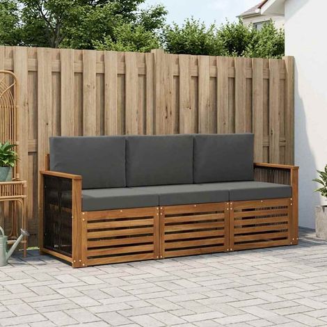 vidaXL Sofagarnituren mit Kissen 3 pcs Massivholz Akazie (1/5)