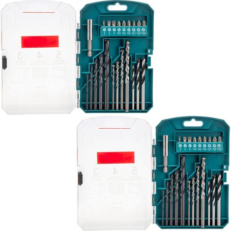 Makita 44 Piece Drill Bit Screwdriver Set Masonry HSS Brad Point + Bit Holder