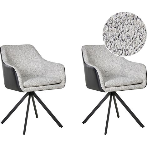 Set di 2 sedie per sala da pranzo imbottite bianco e nero Lithia