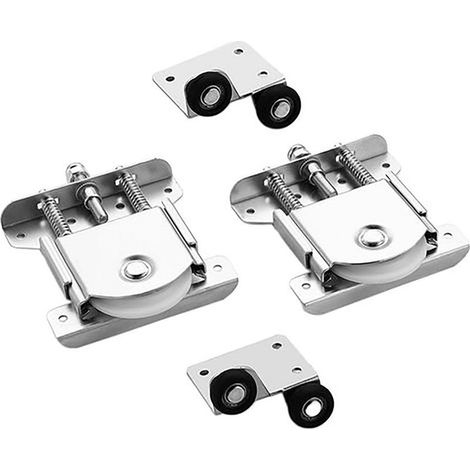 Lot de 2 roulettes galvanisées avec double ressort - Roulette de Coulissante, Roulettes silencieuses pour portes coulissantes et rails - Capacité de charge 80 kg (1/5)