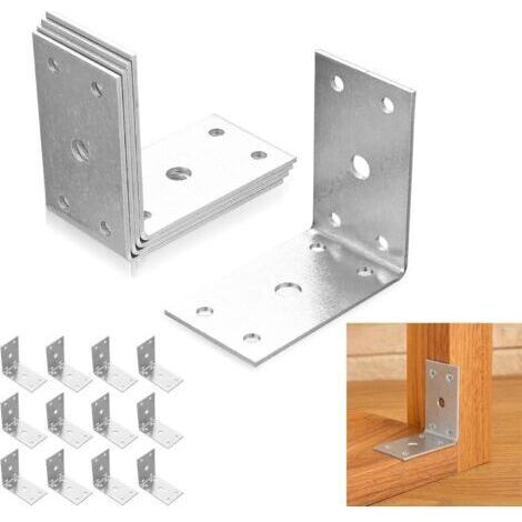 12 Pcs Equerre Metal, Equerre Fixation Charge Lourde, équerre de Fixation en Métal, Equerre d'assemblage Angle 90 Degrés Droit, 64x64mm (1/5)