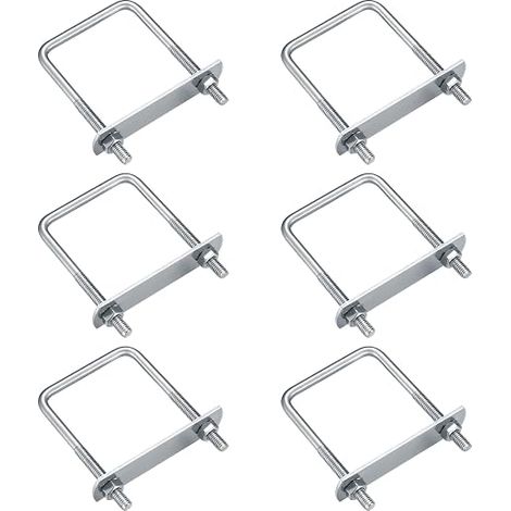 Stück U-Bügel, M6 U-Bügel, Edelstahl-U-Bügel mit Mutter, Platten und Unterlegscheiben, Klemmbolzen zur Rohrbefestigung (rechtwinklig 80x50mm) (1/4)