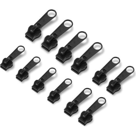 Curseur Fermeture Eclair, 12 Pièces Curseur Fermeture Eclair Clipsable Kit Réparation Fermeture éclair pour Vestes, Manteaux, Valises (1/5)