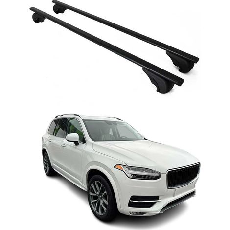 OMAC Barres de toit pour Volvo XC90 II 2015-2019 Pre-FL – TÜV / DIN 75302:2019 – Antivol inclus – Charge max 75 kg – 2 barres Noir (1/4)