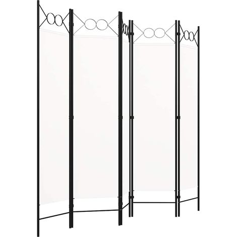 Paravent Cloison de séparation 5 panneaux, Pour Jardin, Balcon, Terrasse Blanc crème 200x180 cm OIB8735E (1/5)