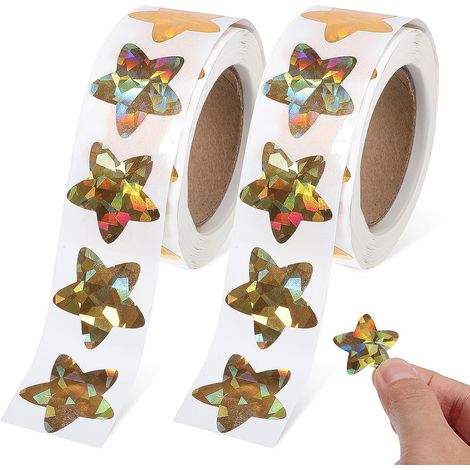 2 Rouleaux Autocollants Étoiles Pentagramme Dorés en Pvc (1/5)